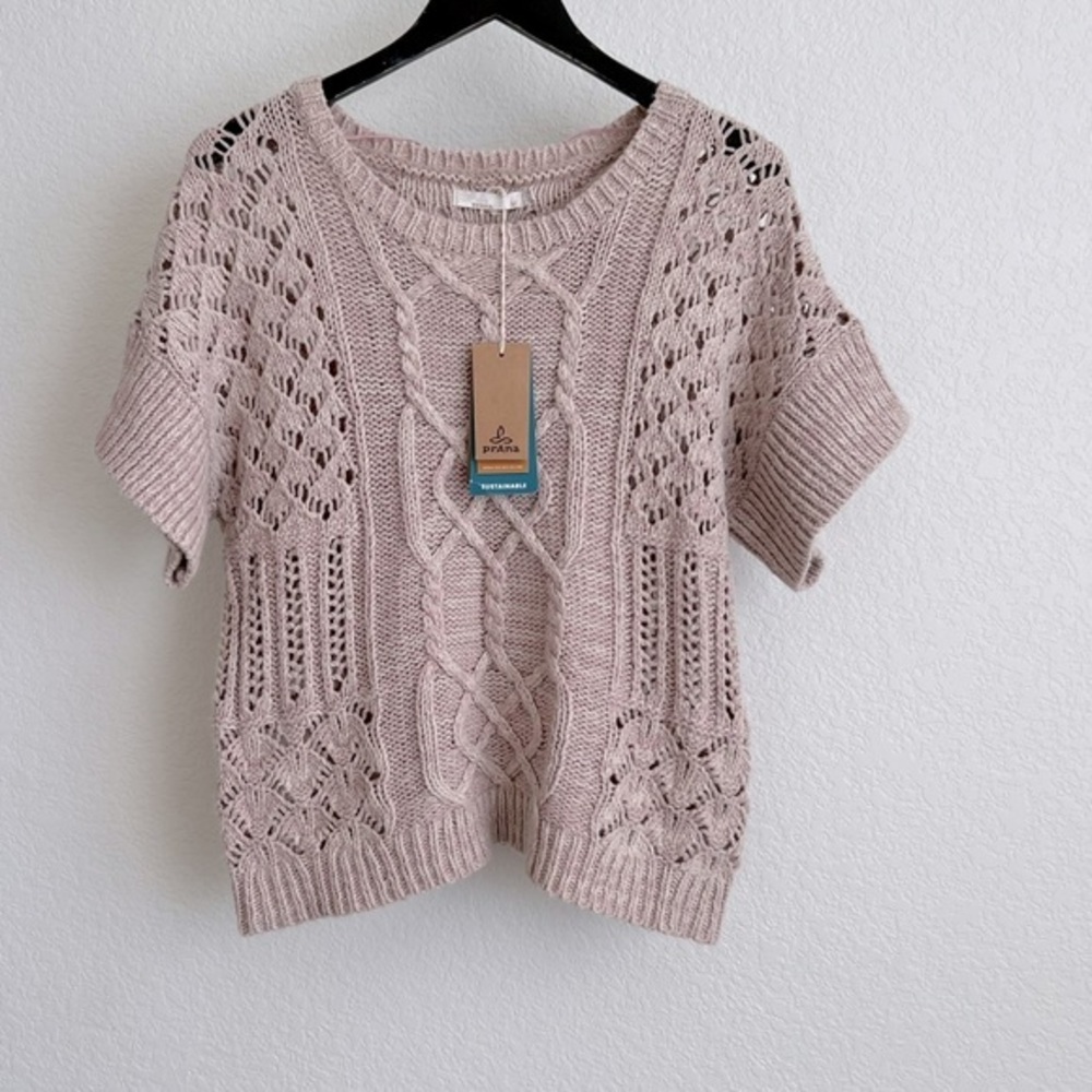 Pink prAna knit patchwork Sweater